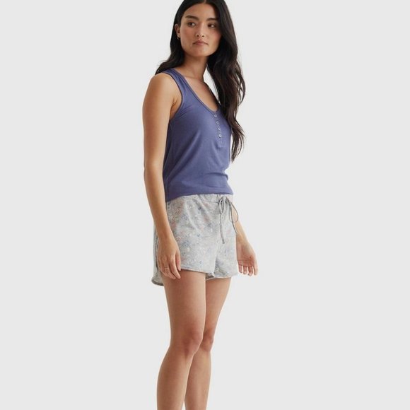 Lucky Brand Stretch Rib Henley Tank & Terry PJ Set - Picture 1 of 2